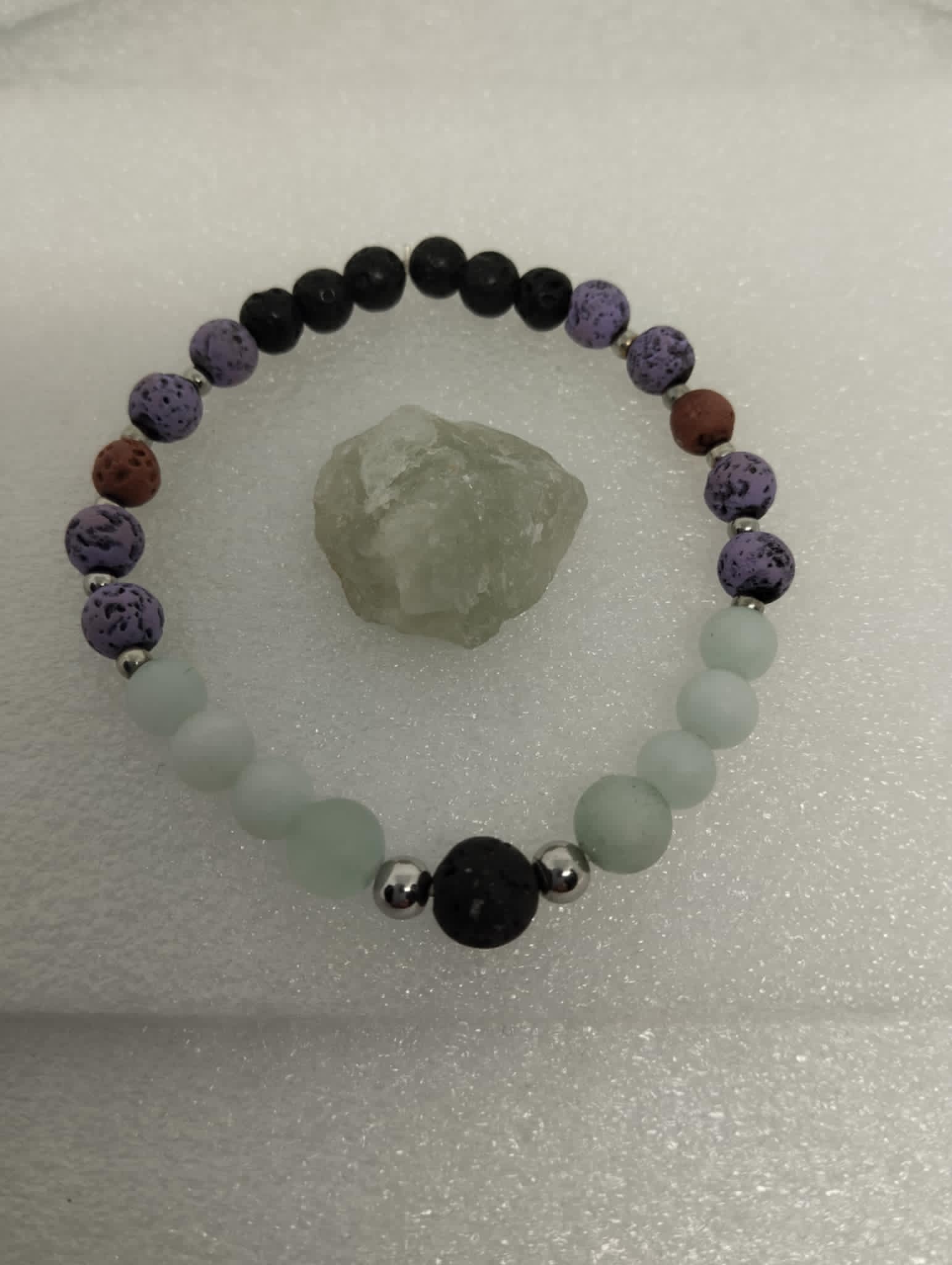 ✨🌿 Bracelet Pierre de Lave & Amazonite