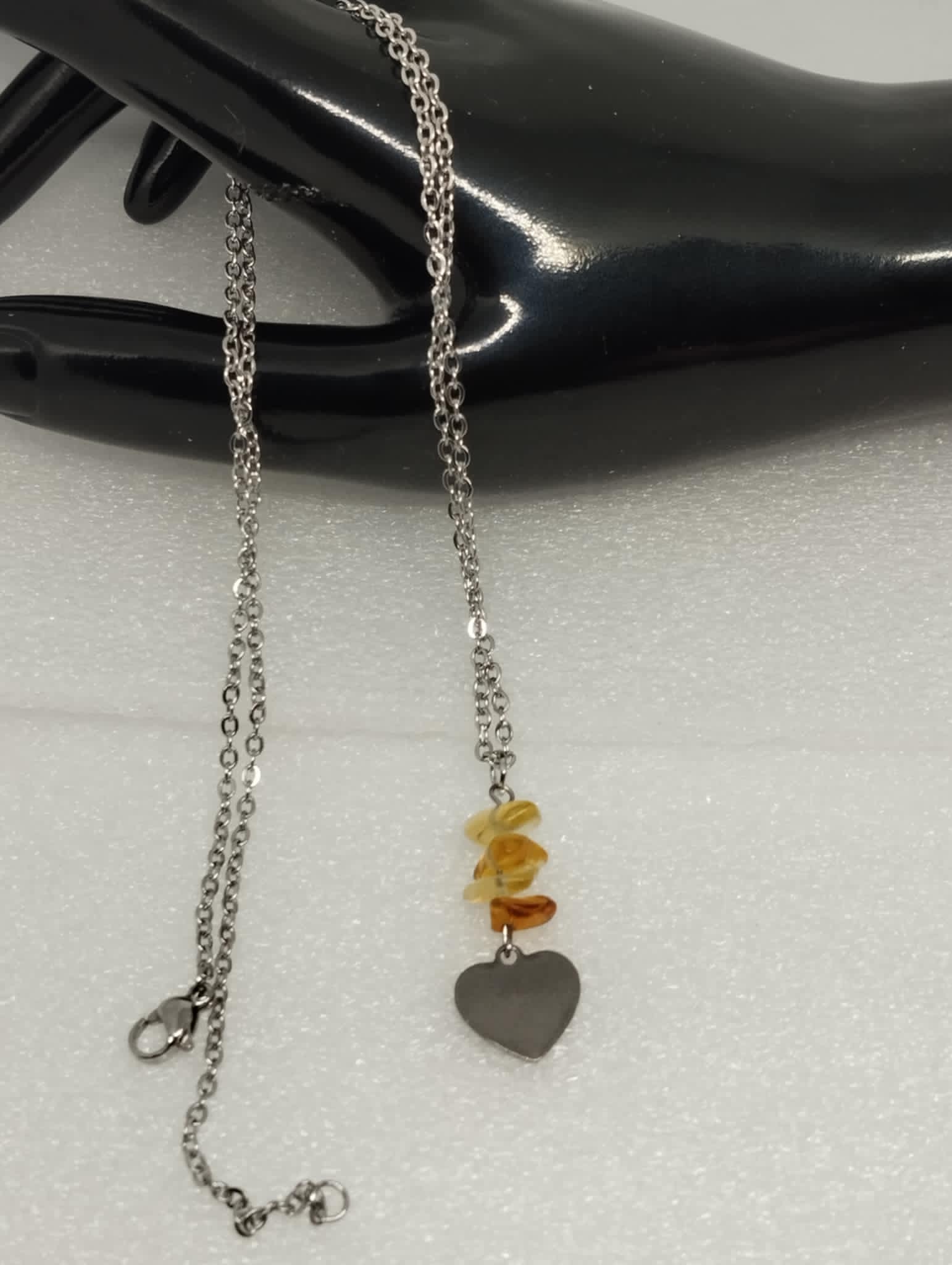 💛✨ Collier Cœur en Pierres d’Ambre