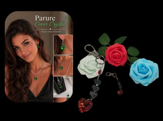 💚 Parure Cœur Cristal Vert – Acier Inoxydable, Argent 925 & Hématite
