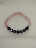 ✨💜🌸 Bracelet Améthyste, Hématite & Quartz Rose