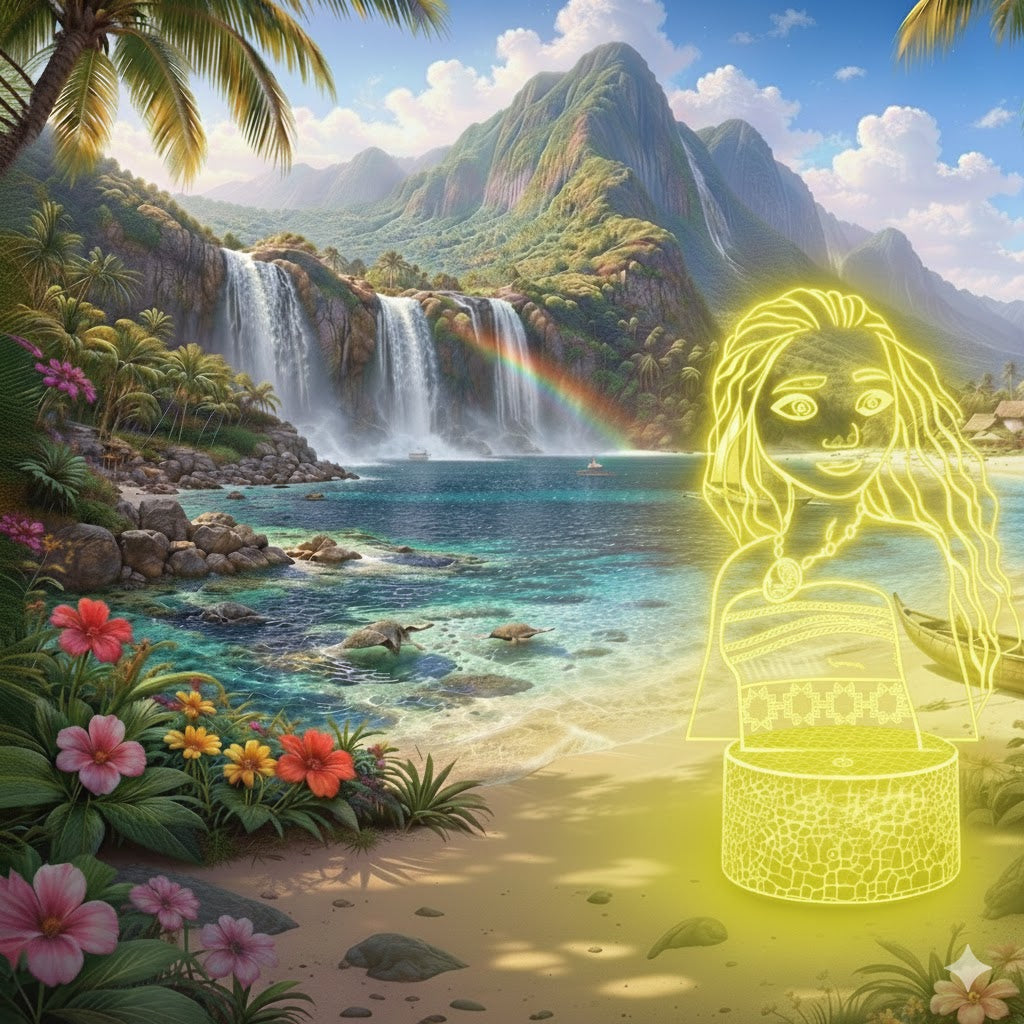 ✨🌺 Lampe 3D Personnalisée à LED – Vaiana